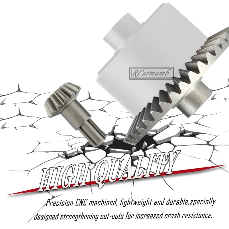 Rcarmumb Upgrades Part for 1/10 Arrma Granite/Senton/Vorteks/Big Rock 3S BLX,1/10 Outcast/Kraton 4S BLX 4X4,1/8 Vendetta/Typhon 3s blx,Steel 37T Main Gear & Differential Case & Input Gear 13T,Silver - Image 5